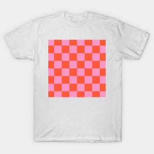 Checked pattern Orange and Pink checkerboard T-Shirt